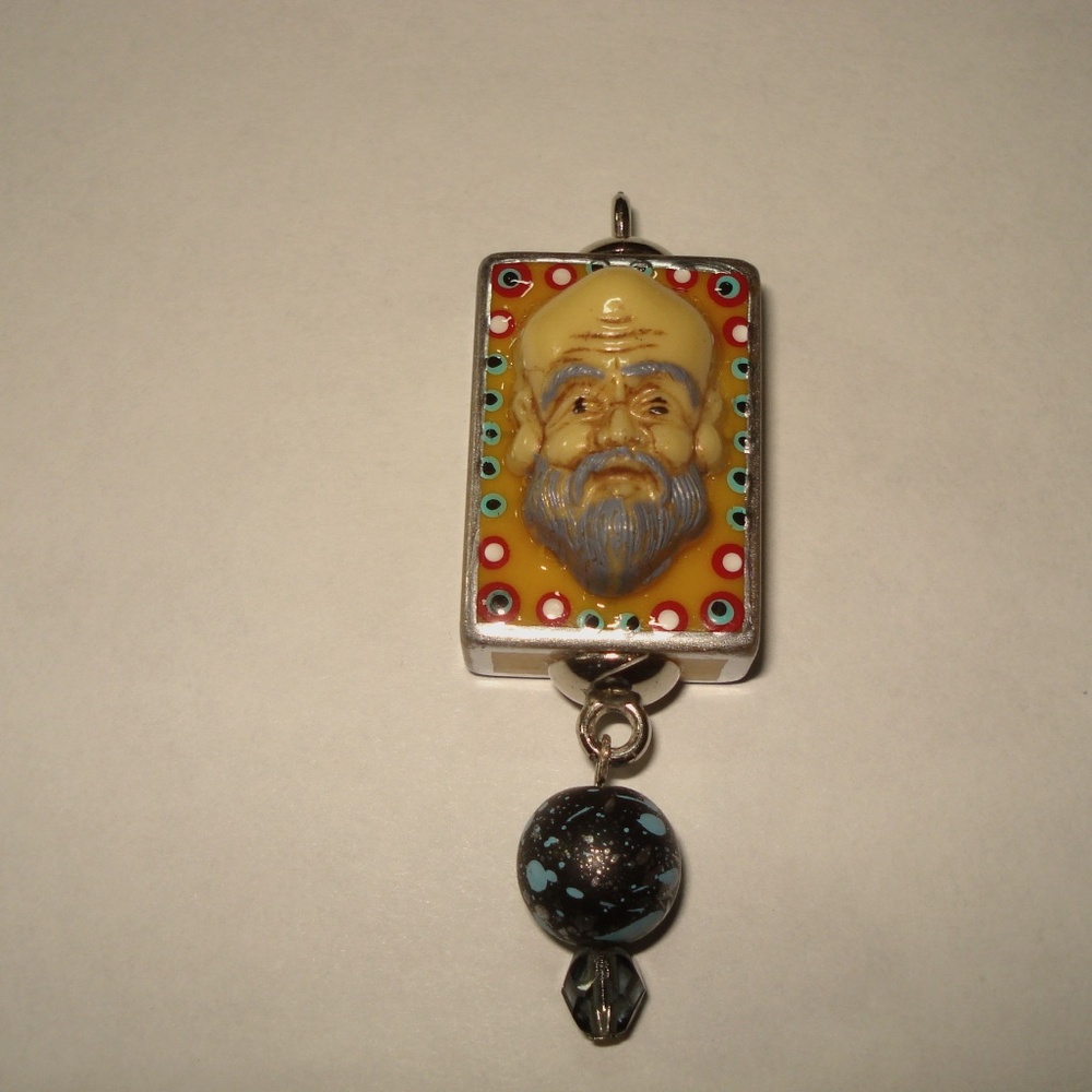 Vintage Bakelite 2-Sided Manda Themed Mah Jong Pendant